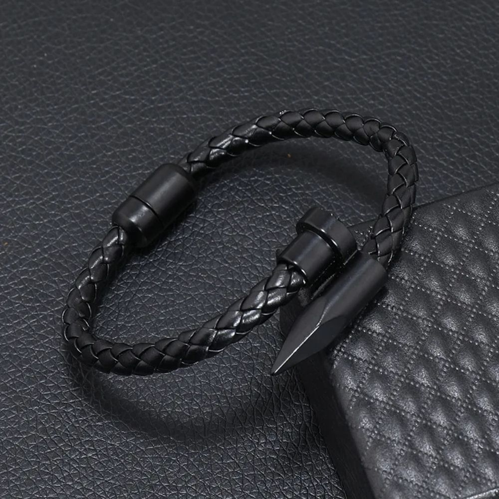 Black on Black Braided Bullet Bracelet